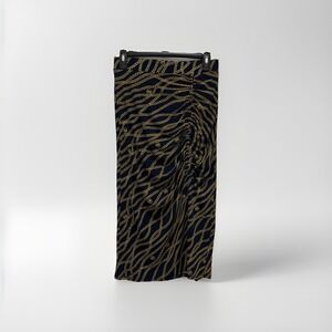 Michael KORS women's Satin Skirt MK logo Size S  Navy Gold